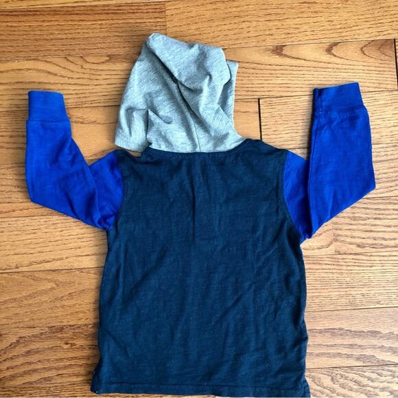 WONDER NATION Hooded Color Blocked Long Sleeve Blue Shirt Toddler Boy’s 3T - Picture 7 of 7
